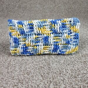 Handmade Crochet Reusable Mop Cover Blue Yellow White Cotton Swiffer Pad